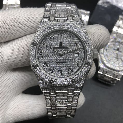 diamond encrusted watch replica|diamond watch with arabic numerals.